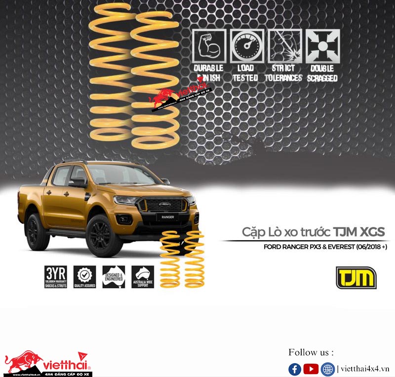 CẶP LÒ XO TRƯỚC VÀ SAU TJM CHO FORD RANGER & EVEREST (2018+) | DÀNH CHO XE NÂNG CẤP CẢN & TỜI